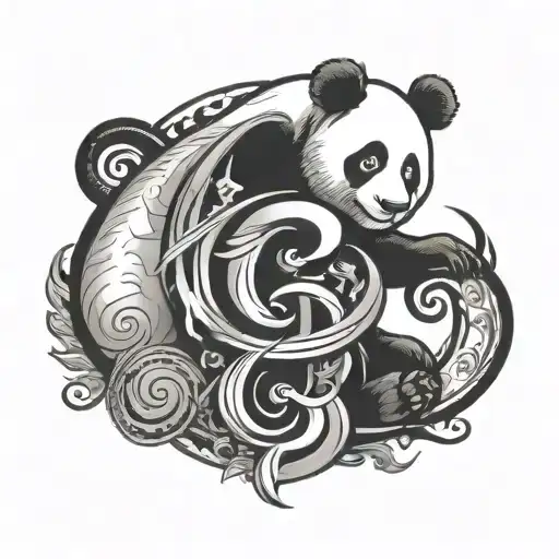 Panda And The Letter G Clef Mixed Together Simple