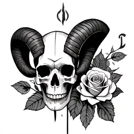 Aries Zodiac Sign Wit Roses N Skulls