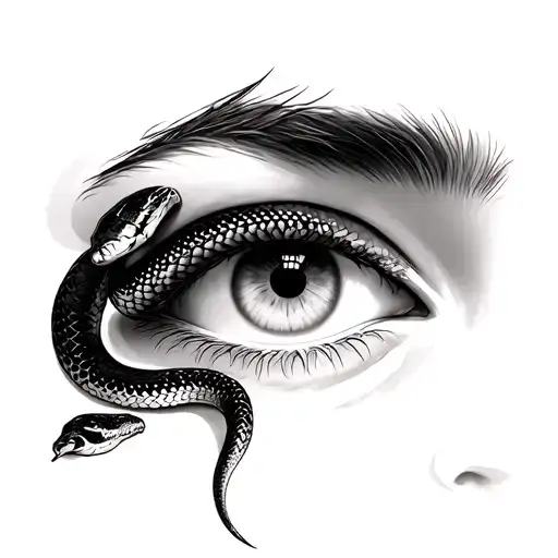 Female Eye With Snake