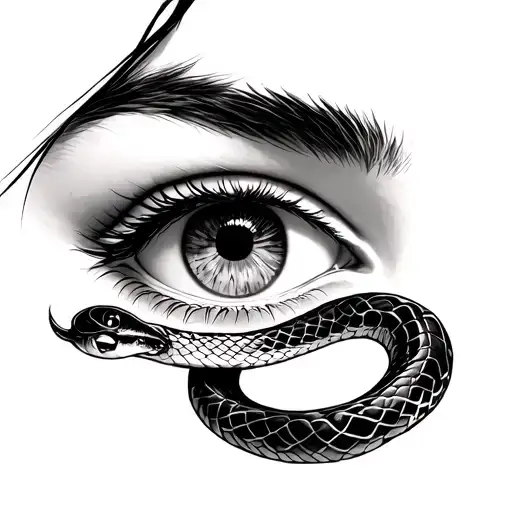 Female Eye With Snake Slithering