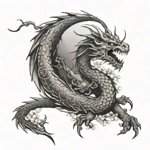 A Dragon And Cherry Blossom Japan