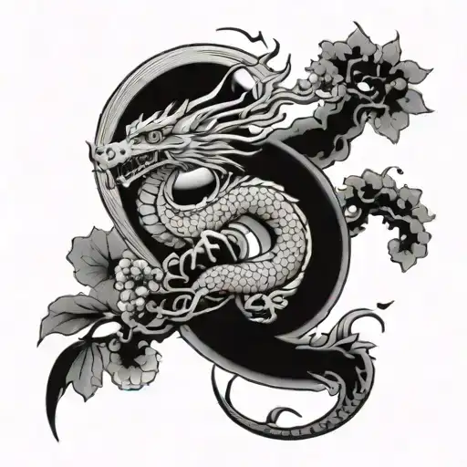 A Dragon And Cherry Tree Japan