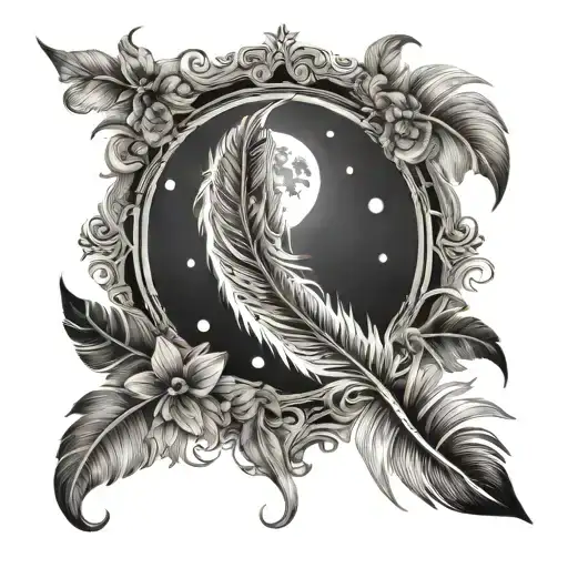 Ornament Moon Feather Fine Line