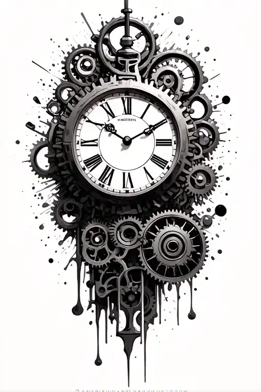 Clock Melting Timepiece With Gears