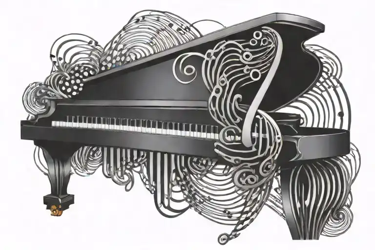 Piano Dna Helix Intertwined With Musical
