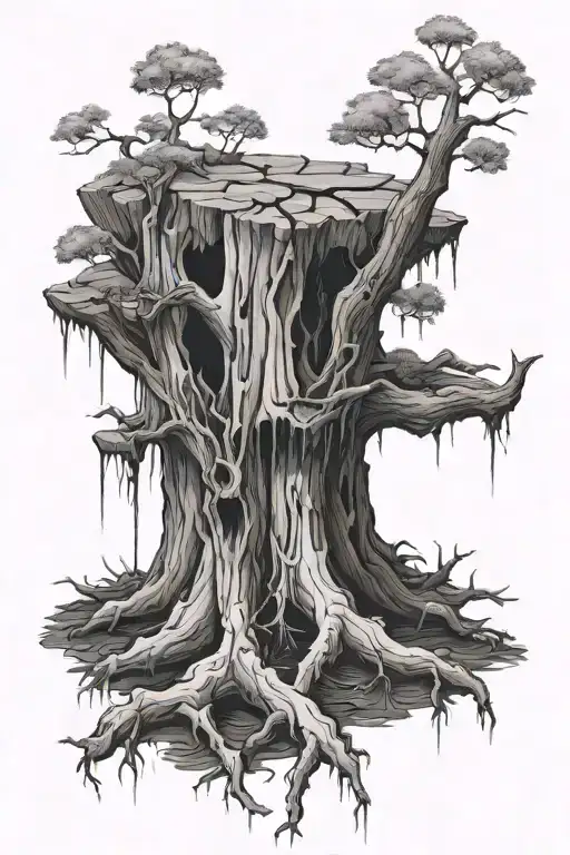 Dead Tree Stump With 5 Roots Bleeding