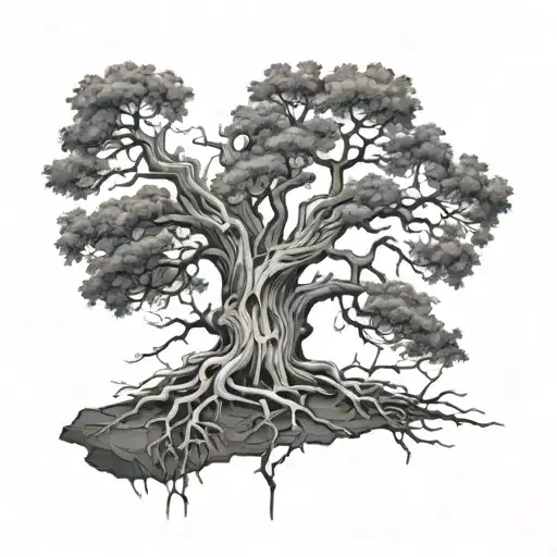 Dead Tree With 5 Roots