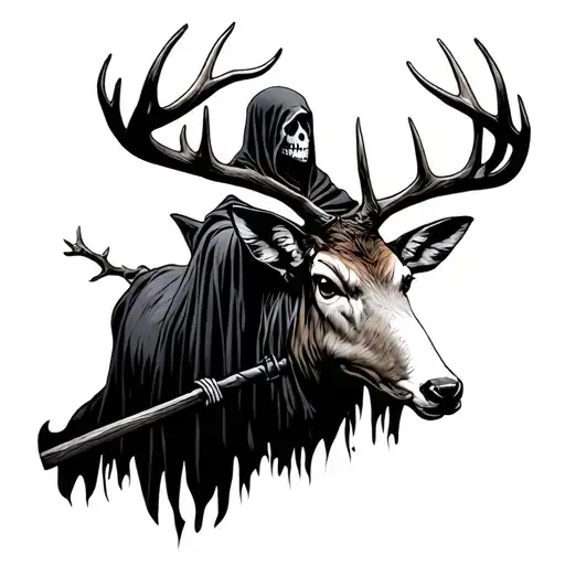 Grim Reaper Hunting White Tail Deer Standing