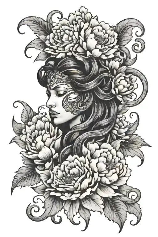 Medusa Aztec Peonies Intertwined Within