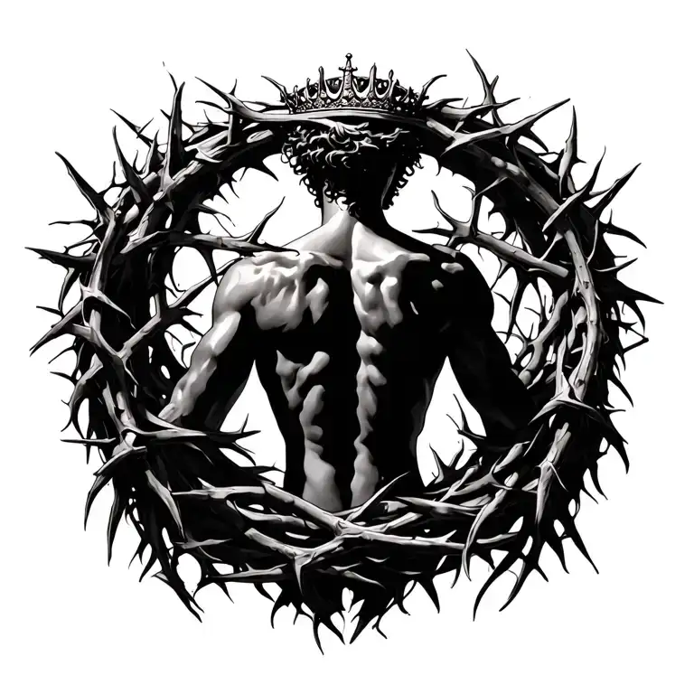 Archangle Michael With Crown Of Thorns Down Back