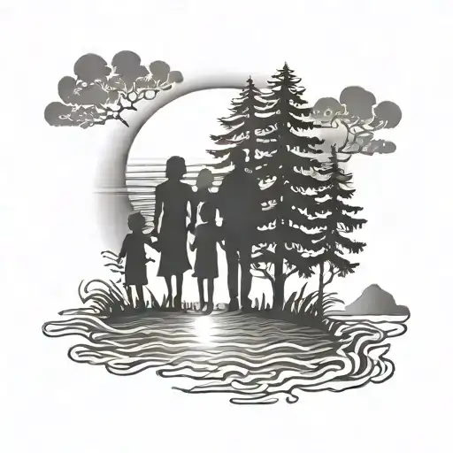 Shadow Of Family Of Sunset