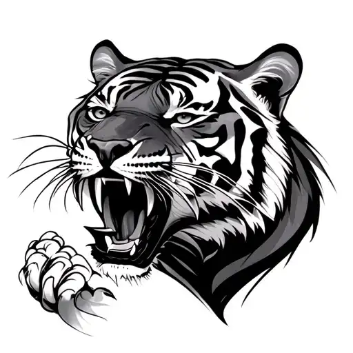 Iion And Tiger Roaring