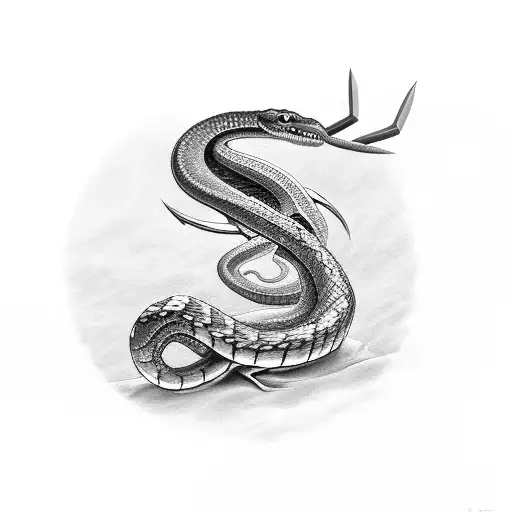 Snake Around A Trident