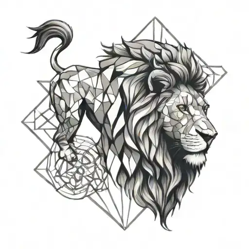 Lion And Geometric Design Incorporating