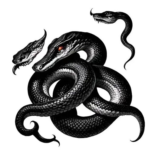 Sin Of Lust With Two Snake In A Black Sketch With Shade On The Neck Giving The Feeling Of Lust