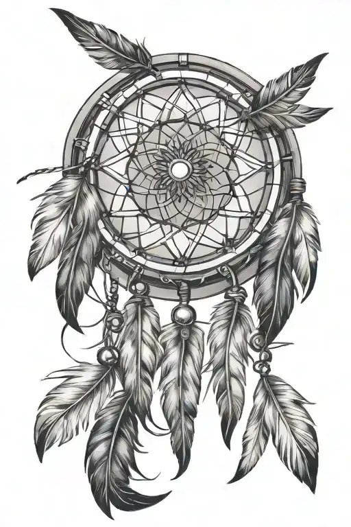 Dream Catcher With Feathers And An Arrow