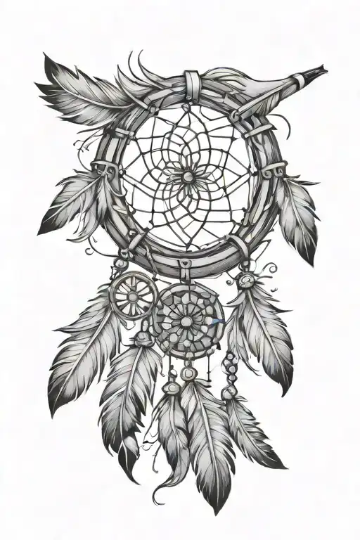 Simple Dream Catcher With Feathers And An Arrow