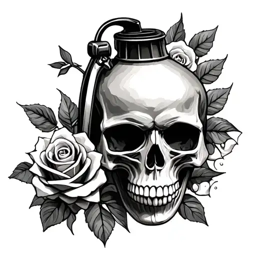 Skull And Roses Hand Granade