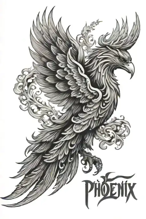Phoenix With The Word Phoenix Hidden Within The Image