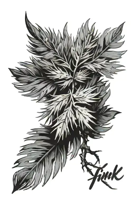 Ink Strokes Or Splash On A Pine Leaf