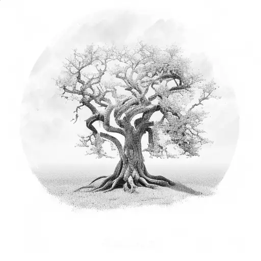 A Majestic Tree Growing In The Middle Of A Lush Farmland