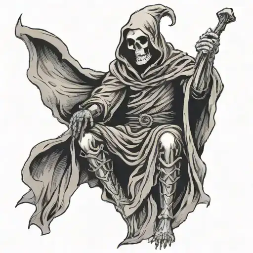 Medieval Grim Reaper Sitting