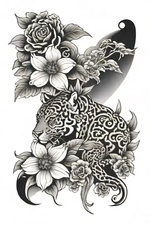 Floral With Asian Animals Peeking