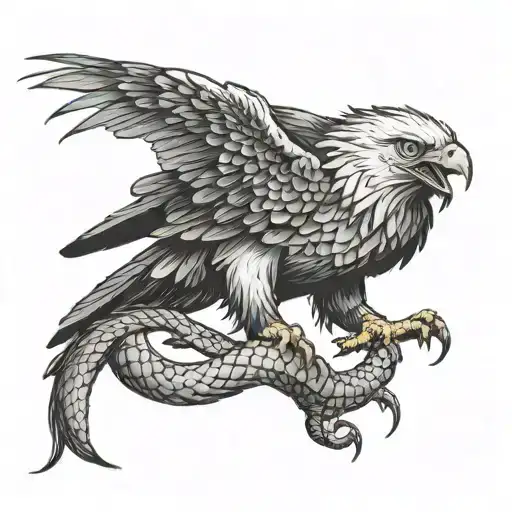 Eagle Attacking Snake In Its Claws