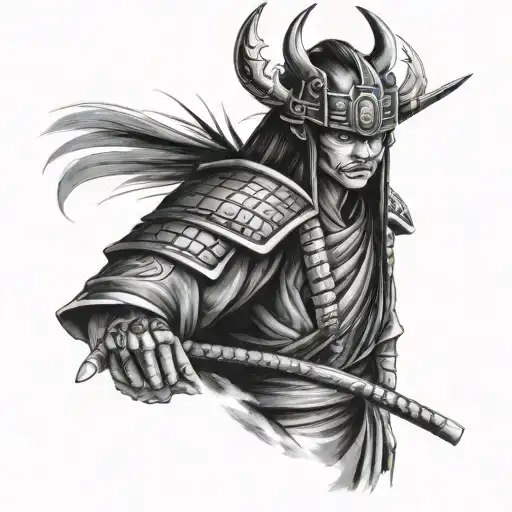 Samurai Warrior Eyes Surrounded