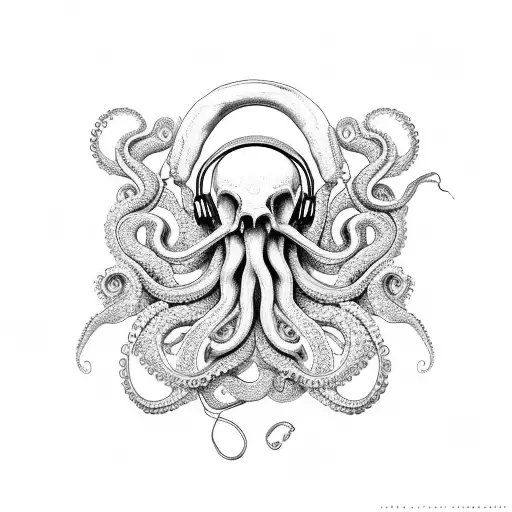 Octopus Skull Wearing Headphones