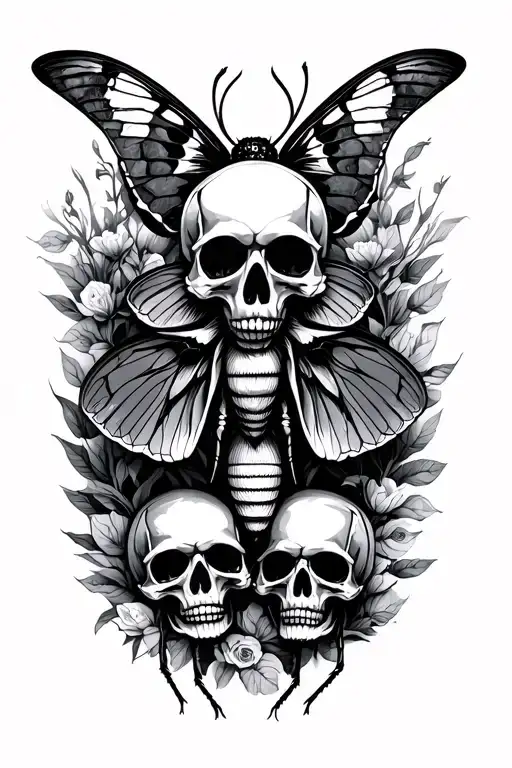 Nature Time Dreams Death Moth With Skulls
