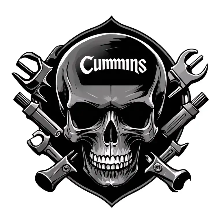 Cummins Logo Surrounded With Tools Forming A Skull