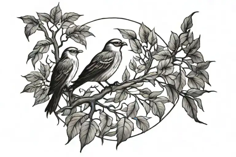 Date And Tree With 2 Birds