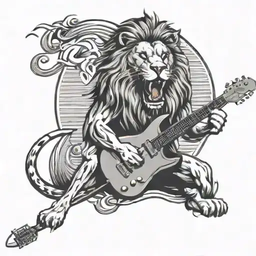 A Fierce Lion Playing An Electric Guitar In Front Of A Stadium Filled With Galatasaray Fans