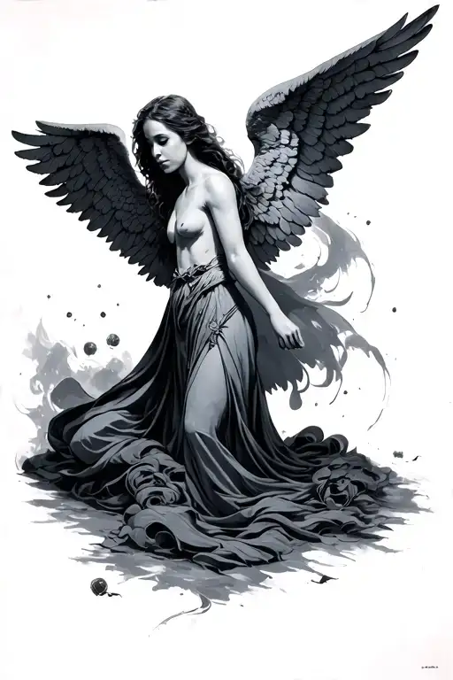 Fallen Angel Tpose Wings Spread Out