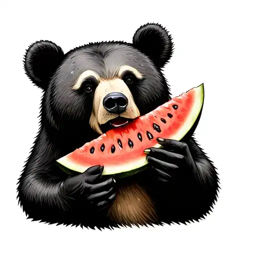 Bear Eating Watermelon