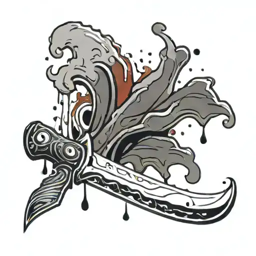 A Knife Dripping With Blood Against A Dark Background