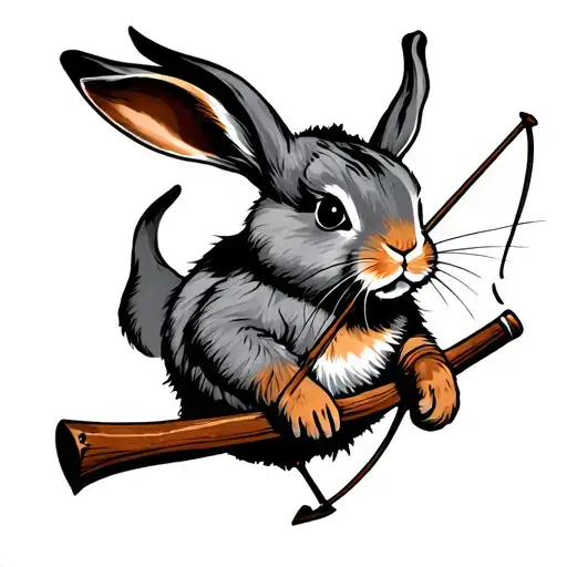 Rabbit Gangster Tattoo Holding A Bow