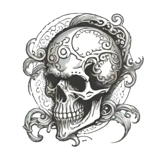 Question Mark Sythe With Skull As Dot