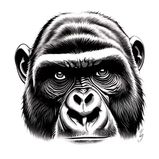 A Majestic Portrait Of A Gorilla Face With Hazel Eyes