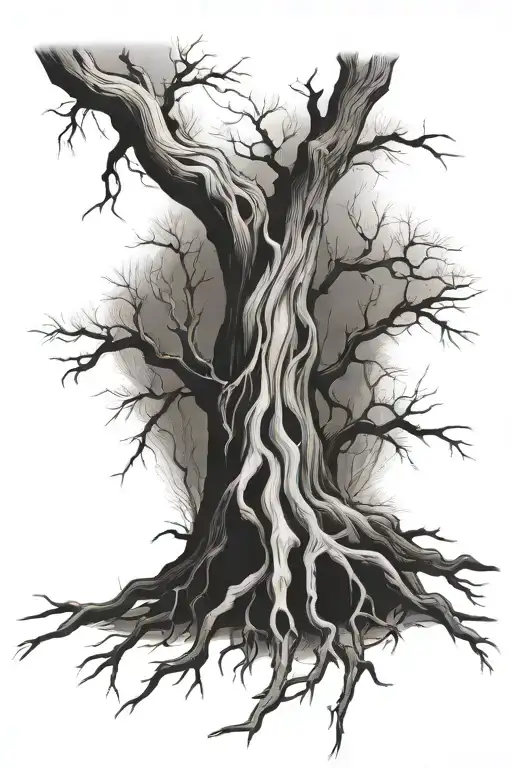 Roots Of A Dry Tree Without Leaves