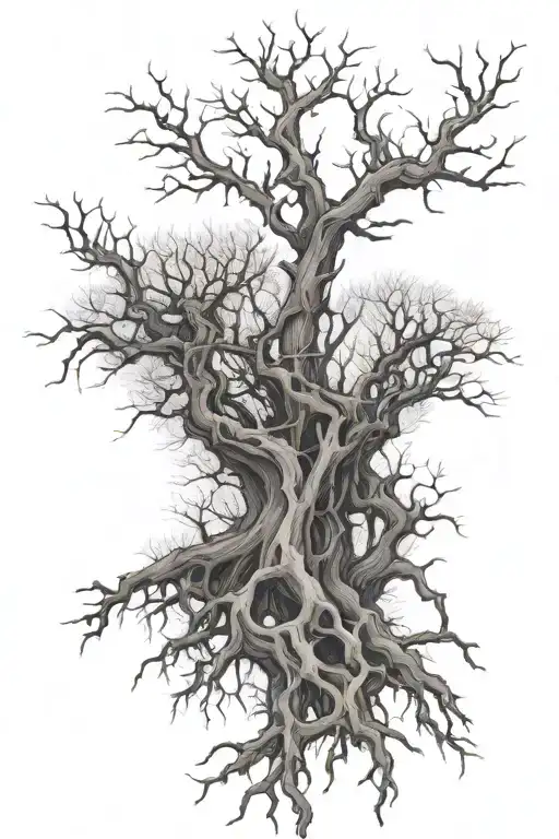 Roots Of A Dry Tree Without Leaves