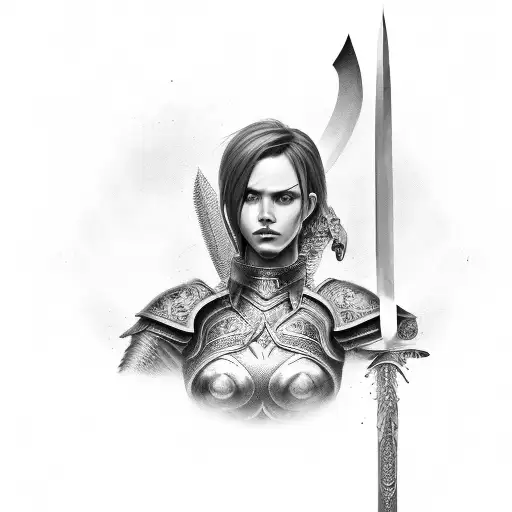 Realistic Lady Warrior With Armor And Sword