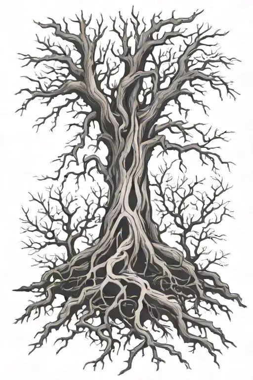 Roots Of A Dry Tree Without Leaves