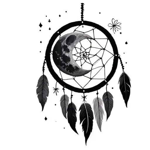 Moon With Dream Catcher Minimalist