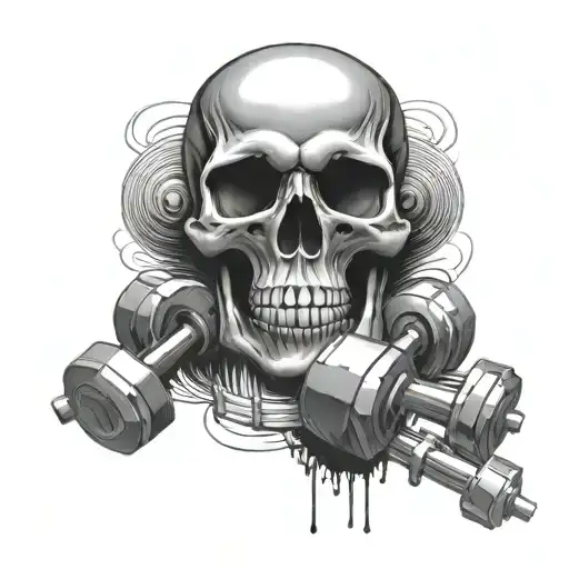 Skull And Weights Gym Equipment Like Dumbbells