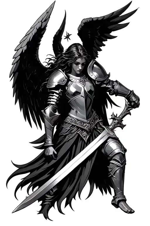 Angel In Armor Holding Sword