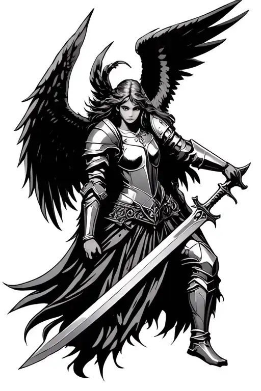 Angel In Armor Holding Sword