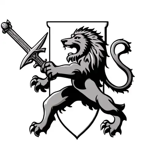 A Lion Rampant Issuantgules Holding A Sword Proper From The Scottish Young Family Crest