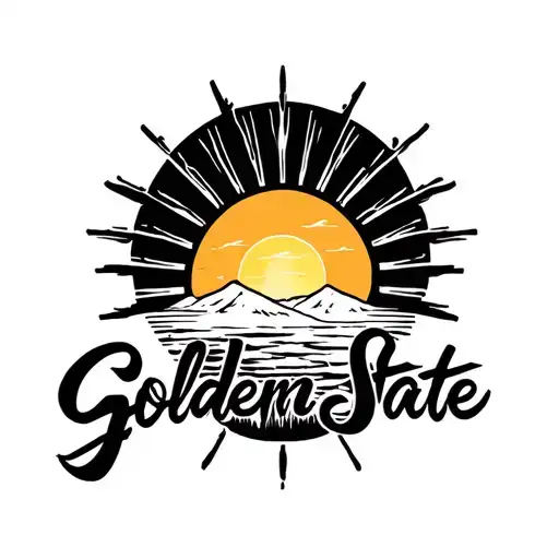 A Rising Sun With Golden State Written Under It
